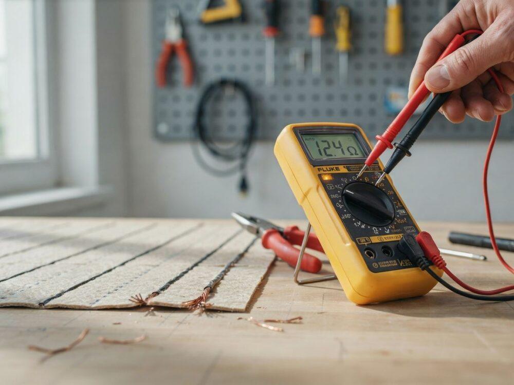elektroniczny multimetr i mata grzewcza